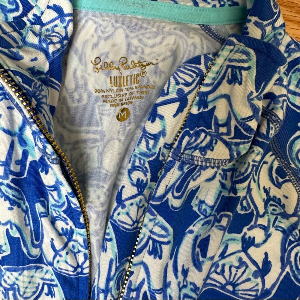 EUC LILLY PULITZER Medium Luxletic Get Trunky Elephant Full Zip Up - Picture 2 of 4